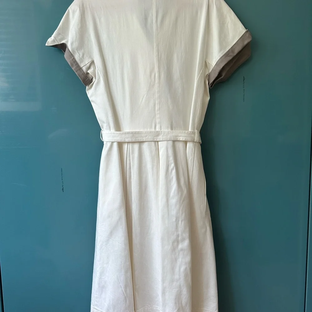 Heavy Cotton Cream Button-Down A-Line Dress - Picture 2 of 4